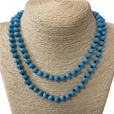 CN368LB 36" 8MM LIGHT BLUE NECKLACE