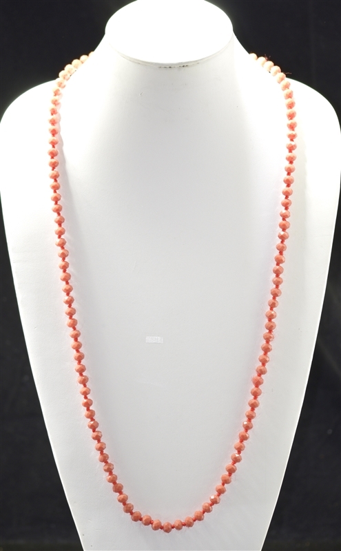 CN368MCO 36" 8MM MATTE CORAL CRYSTAL NECKLACE