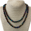 CN368MP  36" 8MM METALLIC PURPLE  GREEN MIX  CRYSTAL NECKLACE