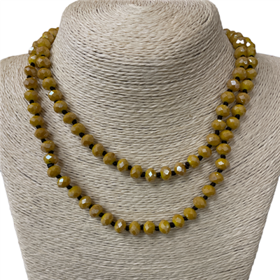 CN368MU 36" 8MM MUSTARD CRYSTAL NECKLACE