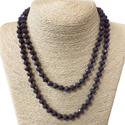 CN368MVE 36" 8MM DARK MAUVE CRYSTAL NECKLACE