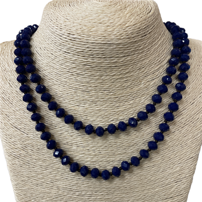 CN368RB 36" 8MM ROYAL BLUE CRYSTAL NECKLACE