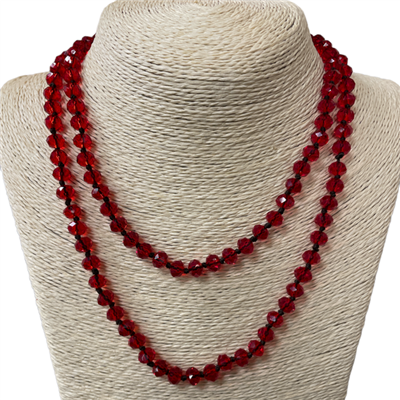 CN368RD 36" 8MM CLEAR RED CRYSTAL NECKLACE