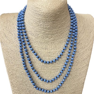 CN606BU 60" 6MM BLUE CRYSTAL NECKLACE