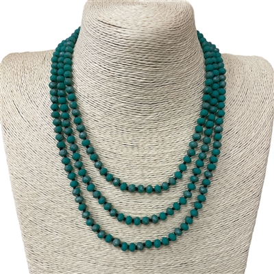 CN606MG 60'' 6MM MATTE GREEN CRYSTAL NECKLACE