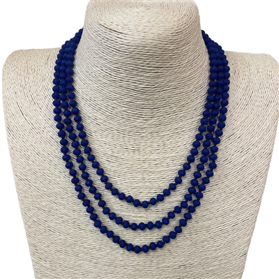 CN606RB 60'' 6MM MATTE ROYAL BLUE CRYSTAL NECKLACE