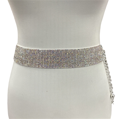 CR0015AB  15 ROW ADJUSTABLE RHINESTONE BELT