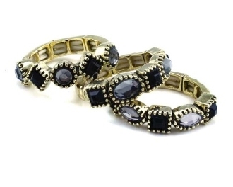 CR1080 RHINESTONE STRETCH RING SET OF 3