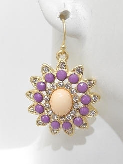 E-8120 BEADED FLOWER EARRING