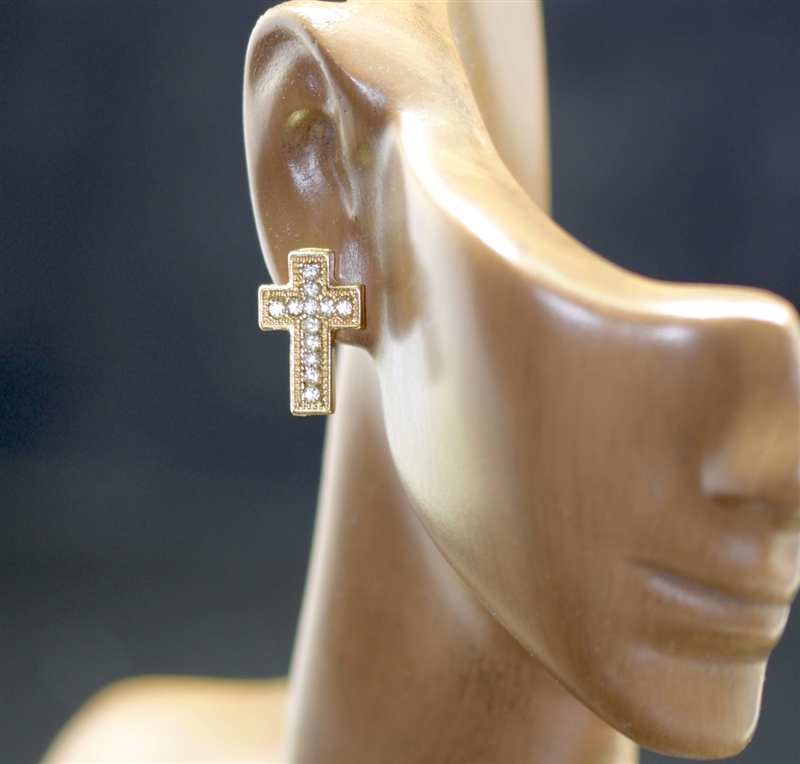 E-8168 RHINESTONE CROSS STUDS