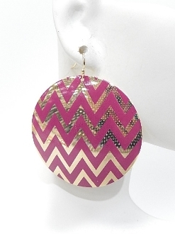 E2386 ROUND CHEVRON ONE TONE EARRINGS