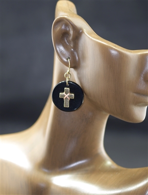 E9050 ANTIQUE CROSS/CIRCLE POST EARRINGS