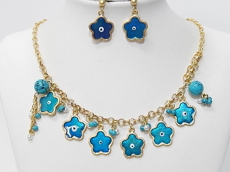 EE-10 EVIL EYES FLOWER NECKLACE