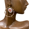 EE1145 BEADED HOOP  PEARL IN CENTER  EARRINGS