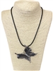 EN011 HAMMERED BUTTERFLY LEATHER CORD SHORT NECKLACE