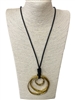 EN17707-1 GOLD HAMMERED CIRCLE LONG NECKLACE