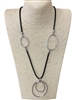 EN18641 SILVER OVALS LONG NECKLACE