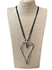 EN28344 SILVER HEART OUTLINE LONG NECKLACE