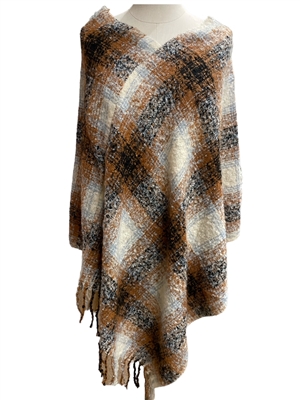 EPC10406 PONCHO WITH TARTAN PRINT