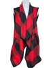 EVT10049-1 BLACK AND RED BUFFALO PLAID LOOSE VEST