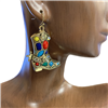 GE086 MULTI COW GIRL BOOT EARRINGS