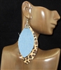 GE290 LEOPARD PRINT DENIM LAYER DANGLE LG EARRINGS