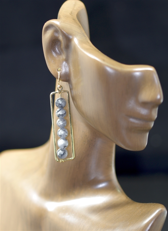 GZE-216 NATURAL STONE BEADED DANGLE EARRING