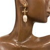 HE3372 CROSS & PEARL EARRINGS