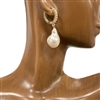 HE3488  SMALL HOOP &  DANGLE PEARL EARRINGS