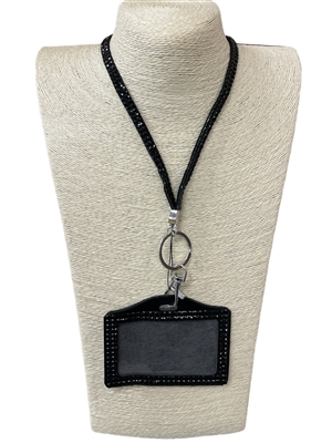 HL30BK  BLACK  BLING LANYARD ID HOLDER