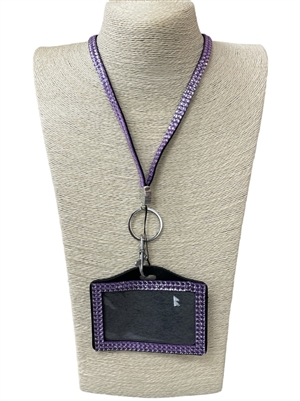 HL30P LIGH PURPLE BLING LANYARD ID HOLDER