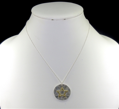 HN4509 HAMMERED STAR SHORT NECKLACE