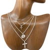 HN4812  SMALL CROSS & CHAIN 3 PCS SET NECKLACE