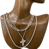 HN4841 HAMMERED  CROSS 3PCS SET NECKLACE