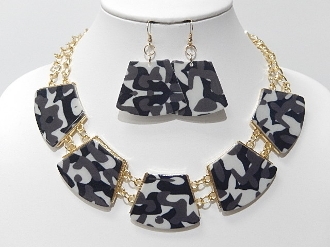 HNY175 BLK CAMO NECKLACE SET