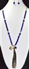 HX4655 GOLD/ROYAL BLUE BEADED TASSEL NECKLACE SET