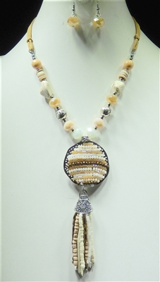 HX9849 SUEDE BEADED NECKLACE SET