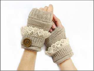 IA0005 Knit Open Finger&Stud Lace GLOVES