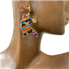 JCE4711-1 MULTI BEADED HAIR ON HIDE HORSE HEAD EARRINGS