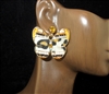 JCE4715 BEADED HAIR ON HIDE YELLOW BUTTERFLY POST EARRINGS