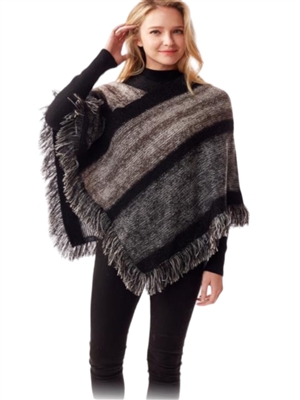 LOF1227 BLACK GRAY PONCHO