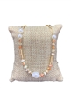 MA0046 GOLD PAPER CLIP PEARL MULTI BEADED ANKLET