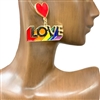 ME10662 RAINBOW GOLD LOVE HEART EPOXY POST EARRINGS