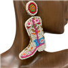 ME605 MULTI COLOR  COW GIRL BOOT EARRINGS