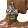 ME634 HAMMERED SILVER  CROSS EARRINGS