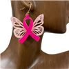 ME90612 BUTTERFLY  PINK RIBBON ACRYLIC EARRINGS