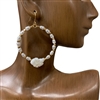 ME9702 BEADED PEARL WHITE FLOWER EARRINGS