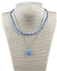 MNE8213 BLUE CERAMIC STAR FISH RUBBER DISC SHORT LAYERED NECKLACE