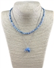 MNE8215 BLUE CERAMIC DOLPHIN RUBBER DISC SHORT LAYERED NECKLACE