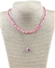 MNE8219 PINK CERAMIC SCALLOP SHELL RUBBER DISC SHORT LAYERED NECKLACE